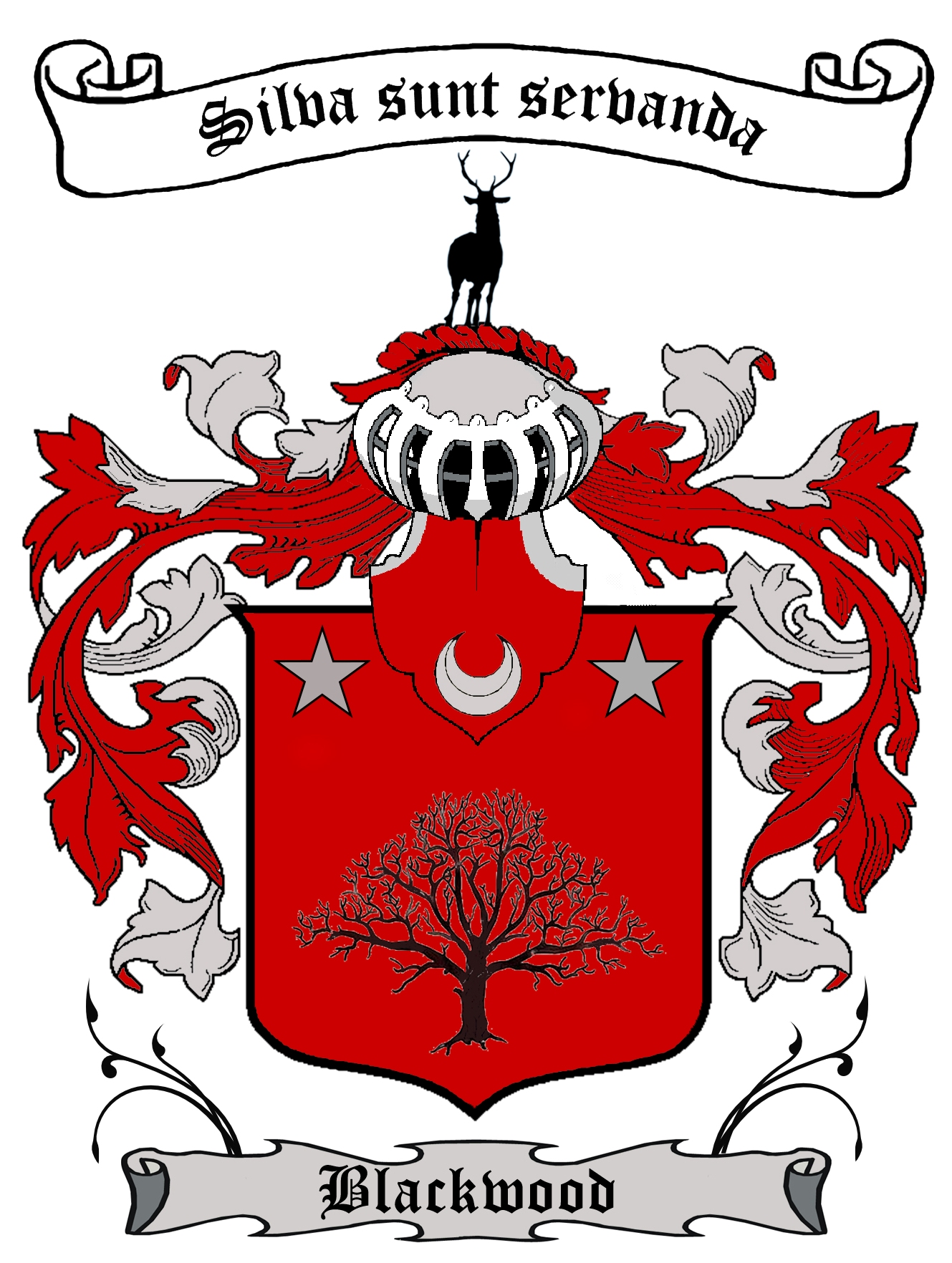 Blackwood coat of arms bearing the motto Silva sunt servanda